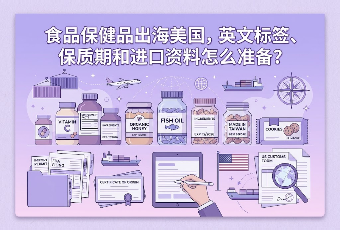 食品保健品出海美国，英文标签、保质期和进口资料怎么准备？