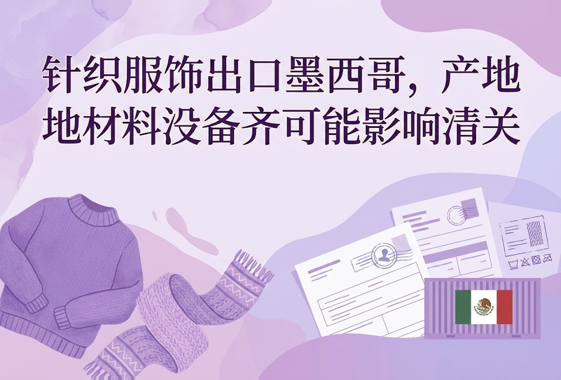 针织服饰出口墨西哥，产地材料没备齐可能影响清关