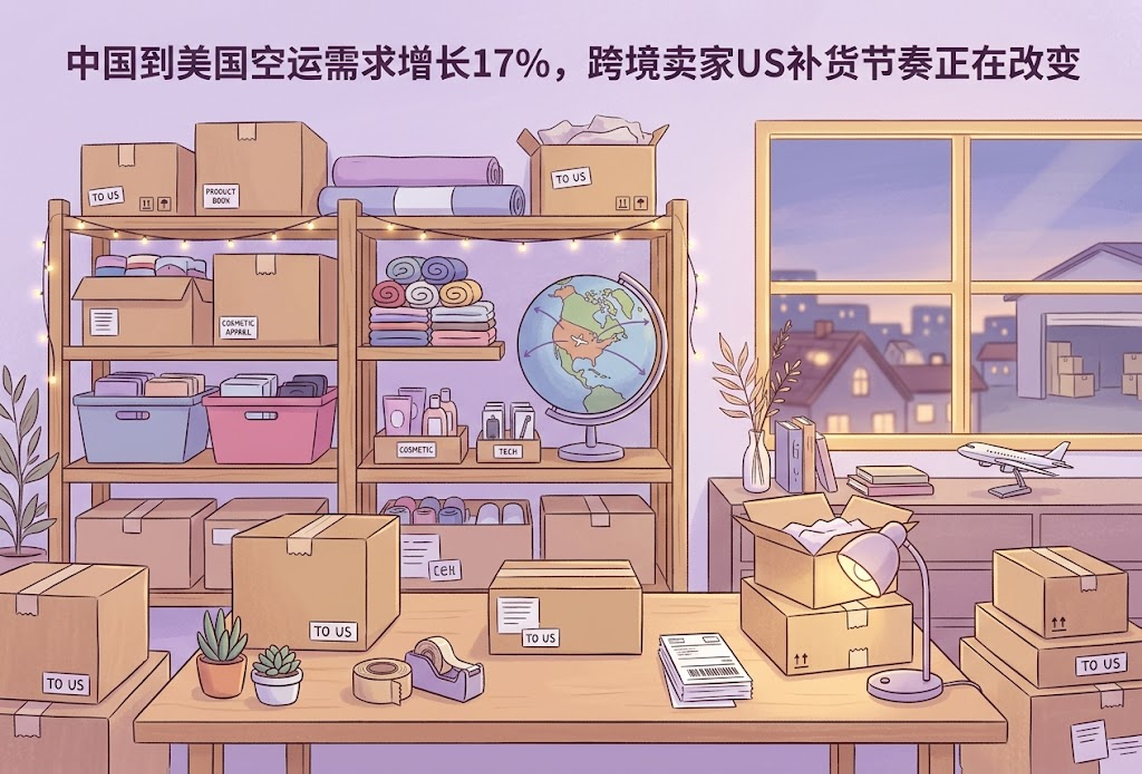 中国到美国空运需求增长17%，跨境卖家US补货节奏正在改变