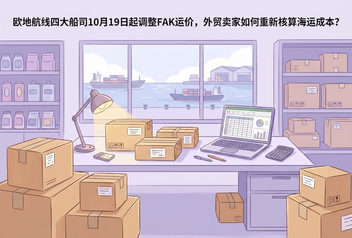 欧地航线四大船司10月19日起调整FAK运价，外贸卖家如何重新核算海运成本？