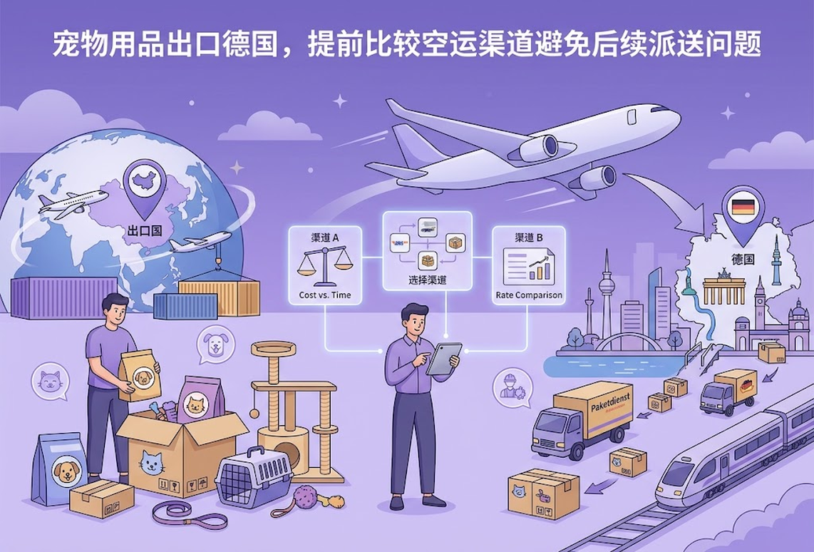 宠物用品出口德国，提前比较空运渠道避免后续派送问题