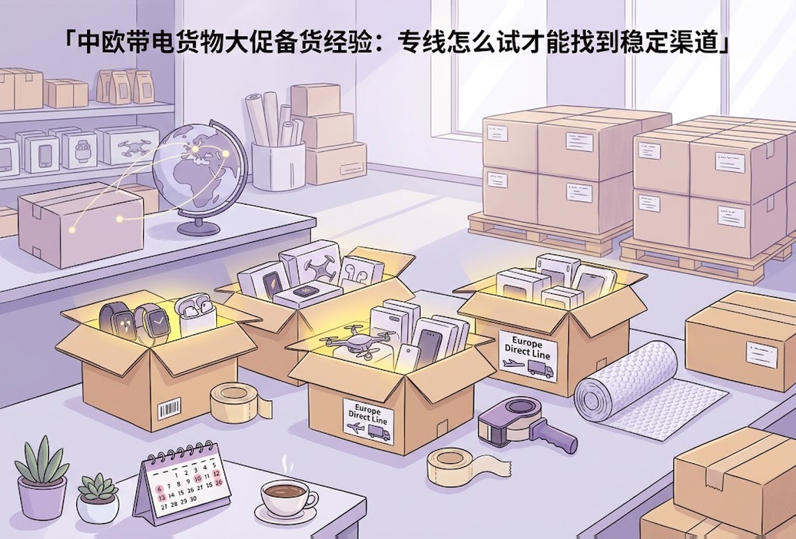 中欧带电货物大促备货经验：专线怎么试才能找到稳定渠道